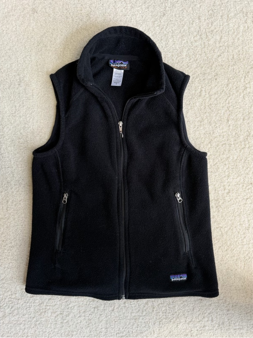 Patagonia Black Fleece Vest with Zip Pockets Womens Medium M